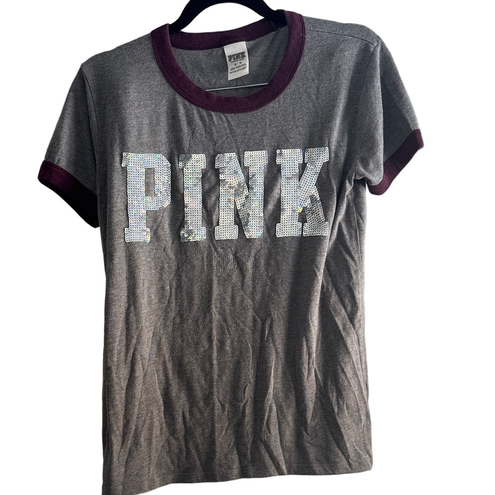 PINK T-Shirt with Sequin Letters - Medium